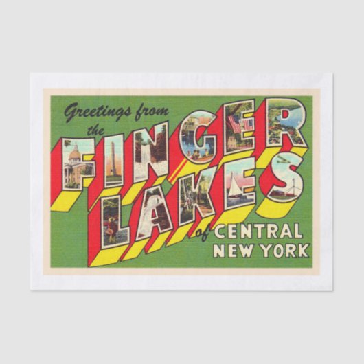 Finger Lakes New York NY Large Letter Briefkaart Tissuepapier (Voorkant)