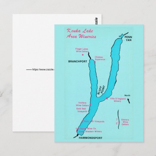Finger Lakes wijn ansichtkaart Briefkaart (Voorkant / Achterkant)