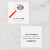 Finger Print Investigator Security Detective Vierkante Visitekaartje (Voorkant / Achterkant)