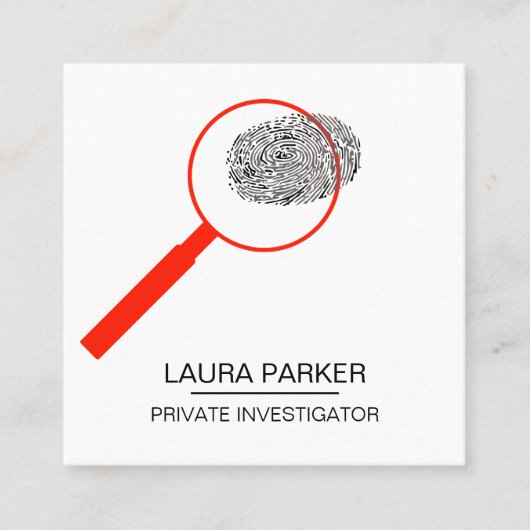 Finger Print Investigator Security Detective Vierkante Visitekaartje (Voorkant)