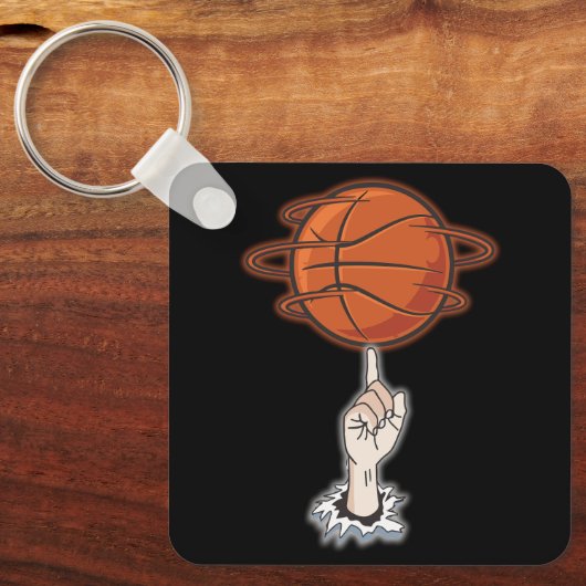 Finger Spin Basketbal Speler Opleiding Tricks Ball Sleutelhanger (Voorkant)