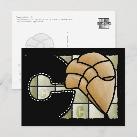 Fingeralphabet C Briefkaart (Voorkant / Achterkant)