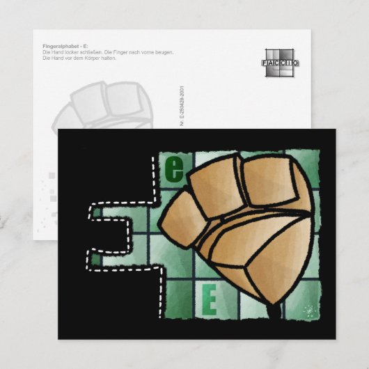 Fingeralphabet E Briefkaart (Voorkant / Achterkant)