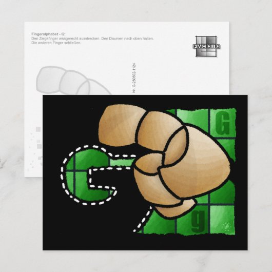 Fingeralphabet G Briefkaart (Voorkant / Achterkant)
