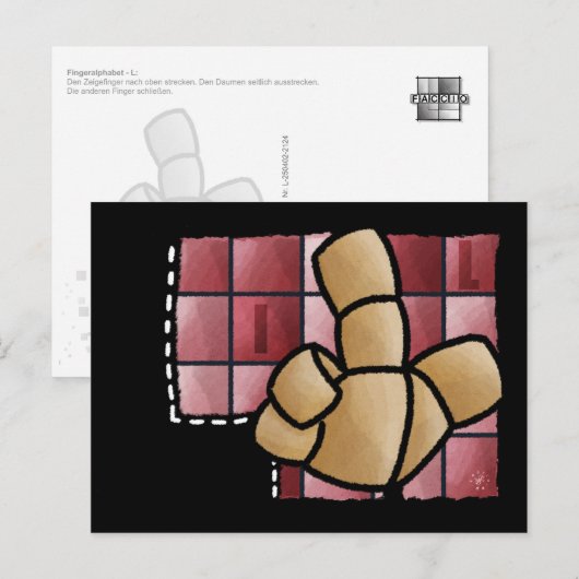 Fingeralphabet L Briefkaart (Voorkant / Achterkant)