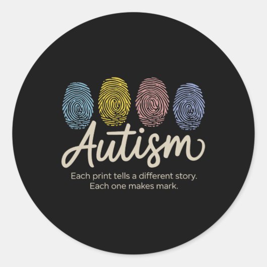 Fingerprint Autism5  Ronde Sticker (Voorkant)