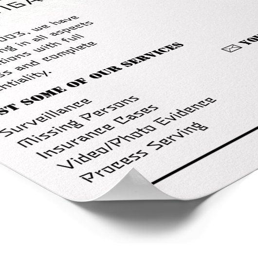 Fingerprint Design, privé rechercheur Poster (Hoek)