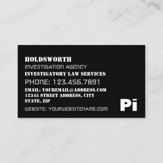 Fingerprint Design, privé rechercheur Visitekaartje (Achterkant)