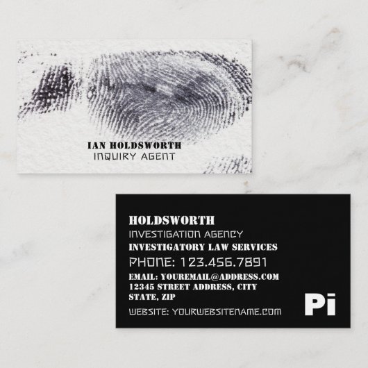 Fingerprint Design, privé rechercheur Visitekaartje (Voorkant / Achterkant)