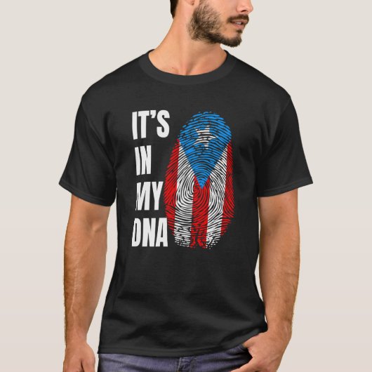 Fingerprint DNA Biometry Boricua Flag Puerto Rico T-shirt (Voorkant)