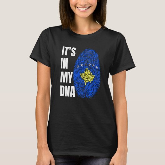 Fingerprint DNA Biometry Cosovarian Flag Kosovo   T-shirt (Voorkant)
