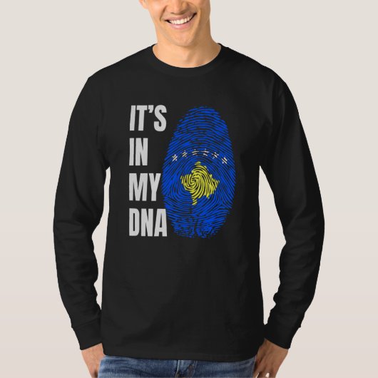 Fingerprint DNA Biometry Cosovarian Flag Kosovo   T-shirt (Voorkant)