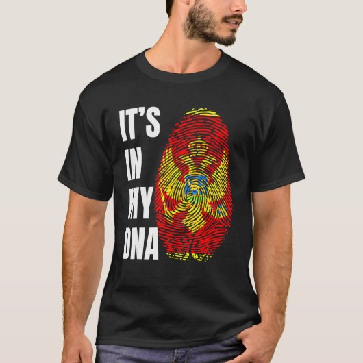 Fingerprint DNA Biometry Flag Montenegro T-shirt (Voorkant)