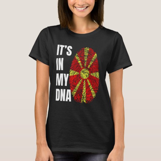 Fingerprint DNA Biometry Flag North Macedonia T-shirt (Voorkant)