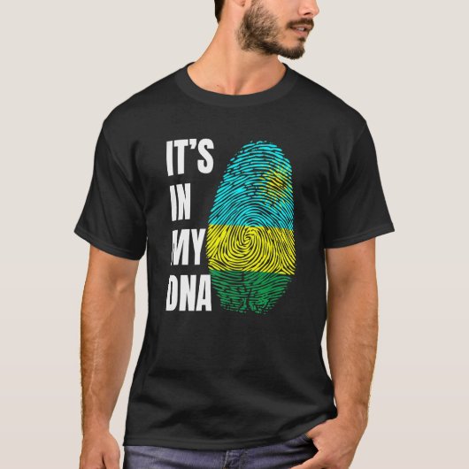Fingerprint DNA Biometry Flag Rwanda T-shirt (Voorkant)