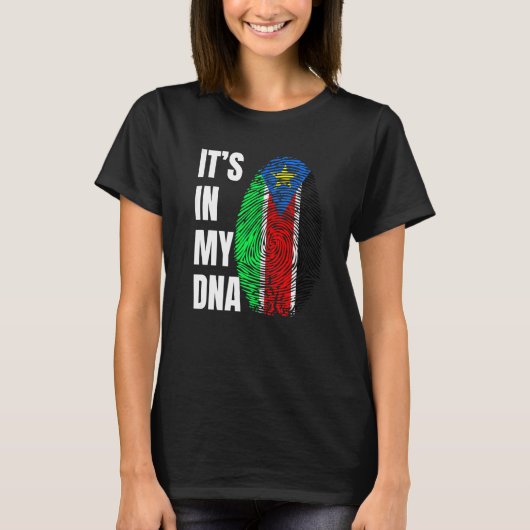 Fingerprint DNA Biometry Flag South Sudan   T-shirt (Voorkant)