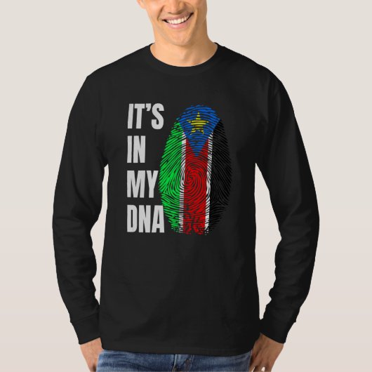 Fingerprint DNA Biometry Flag South Sudan T-shirt (Voorkant)