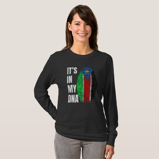 Fingerprint DNA Biometry Flag South Sudan   T-shirt (Voorkant volledig)