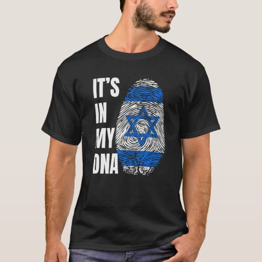 Fingerprint DNA Biometry Israel Flag T-shirt (Voorkant)