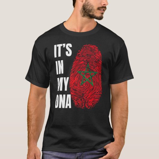 Fingerprint DNA Biometry Moroccan Flag Morocco T-shirt (Voorkant)