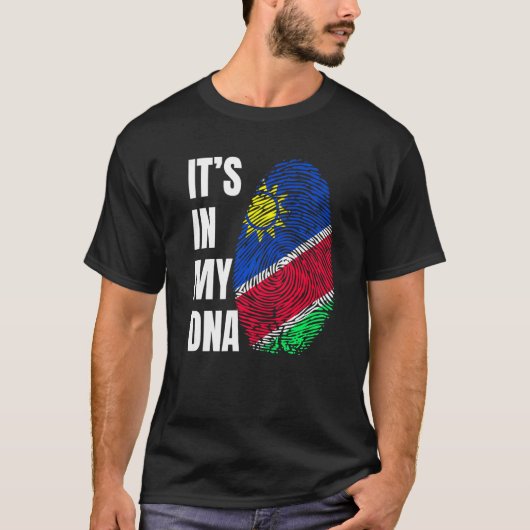 Fingerprint DNA Biometry Namibia Flag T-shirt (Voorkant)