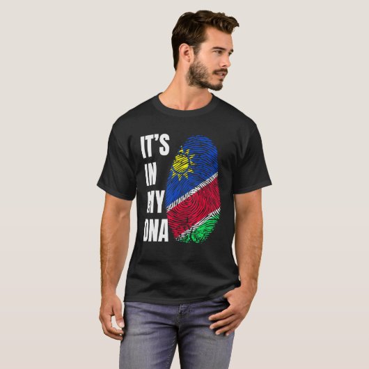 Fingerprint DNA Biometry Namibia Flag T-shirt (Voorkant volledig)