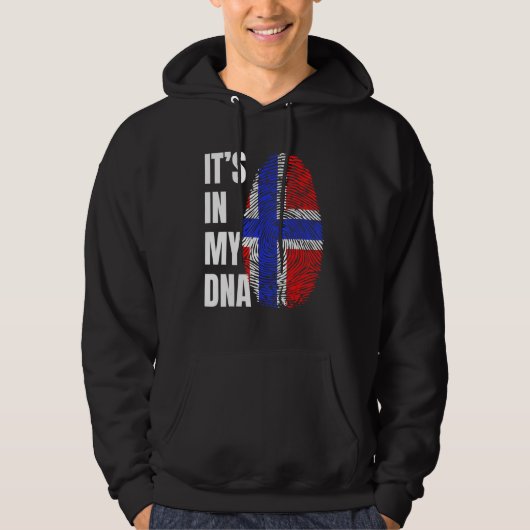 Fingerprint DNA Biometry Norwegian Flag Hoodie (Voorkant)