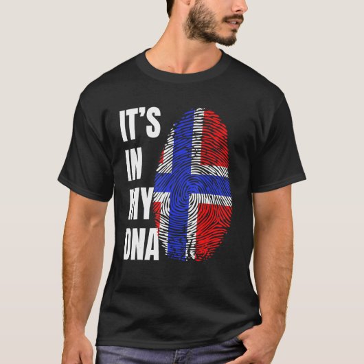 Fingerprint DNA Biometry Norwegian Flag T-shirt (Voorkant)