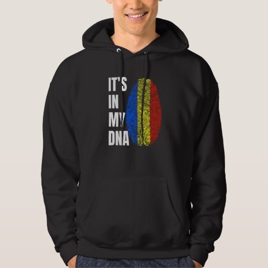 Fingerprint DNA Biometry Romanian Flag Romania   Hoodie (Voorkant)