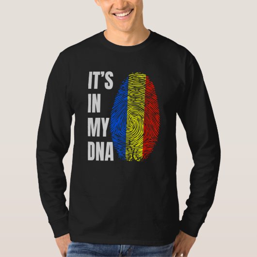 Fingerprint DNA Biometry Romanian Flag Romania   T-shirt (Voorkant)