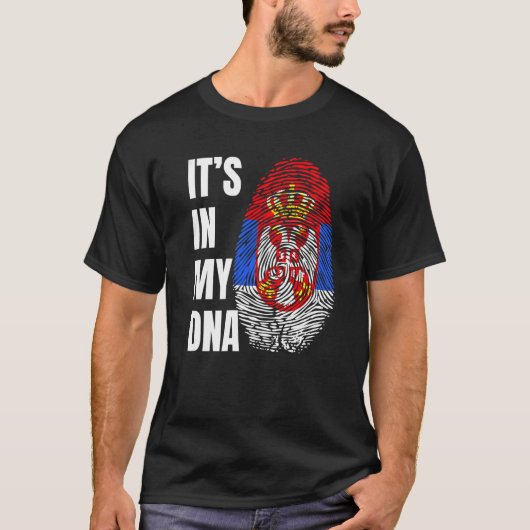 Fingerprint DNA Biometry Serbian Flag   T-shirt (Voorkant)