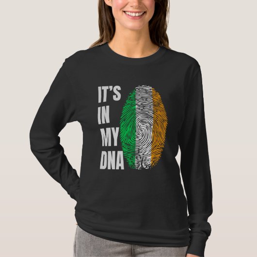 Fingerprint DNA St Patrick's Day Irish Flag Irelan T-shirt (Voorkant)