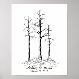 Fingerprint Forest Wedding Guestbook Poster