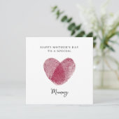Fingerprint Heart Happy Mother's Day Card  Feestdagenkaart (Staand voorkant)