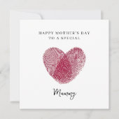 Fingerprint Heart Happy Mother's Day Card  Feestdagenkaart (Voorkant)