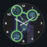 Fingerprint Identification Science Grote Klok<br><div class="desc">Cool,  trendy en leuke wetenschap geïnspireerde klok ontworpen als een geschenk voor alle wetenschappers,  wetenschap leraren,  wetenschap studenten,  kortom,  elke wetenschap geek in je leven (en dat geldt ook voor u)! Ontworpen door Science Geekness© op http://www.zazzle.com/sciencegeekness*</div>