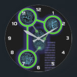 Fingerprint Identification Science Grote Klok<br><div class="desc">Cool,  trendy en leuke wetenschap geïnspireerde klok ontworpen als een geschenk voor alle wetenschappers,  wetenschap leraren,  wetenschap studenten,  kortom,  elke wetenschap geek in je leven (en dat geldt ook voor u)! Ontworpen door Science Geekness© op http://www.zazzle.com/sciencegeekness*</div>