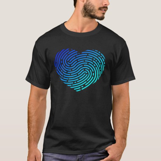 Fingerprint Shape Heart Forensic Science Valentine T-shirt (Voorkant)