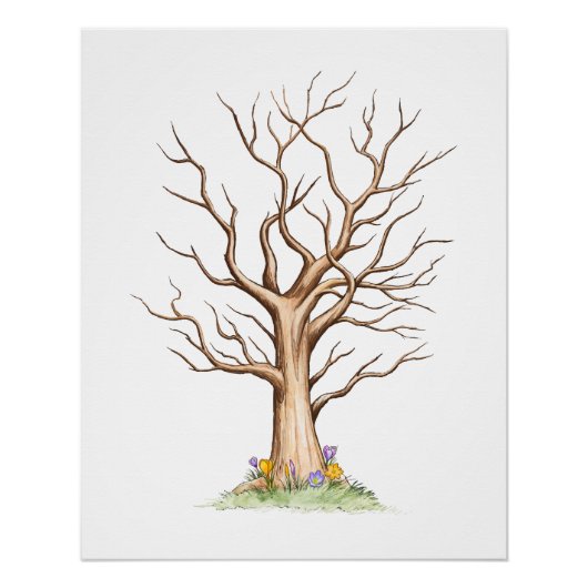Fingerprint Tree Gastenboek zonder hart Perfect Poster (Voorkant)