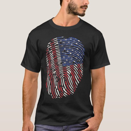 Fingerprint USA Flag for Men and Women T-shirt (Voorkant)