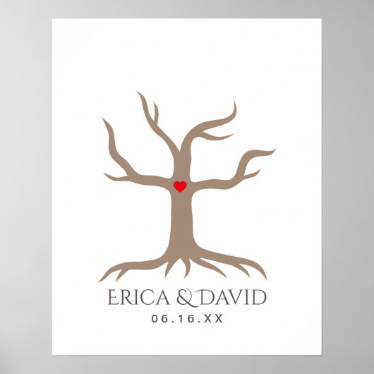 Fingerprint Wedding Guest Book Tree Poster (Voorkant)
