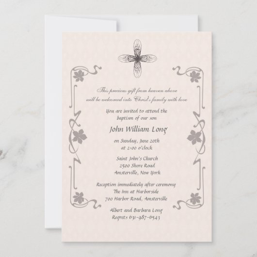 Finial Cross Religieuze Uitnodiging (Voorkant)