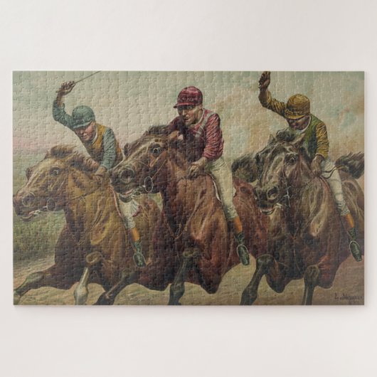  finish Line Horse Jockeys Illustratie Legpuzzel (Horizontaal)