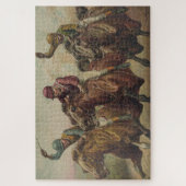  finish Line Horse Jockeys Illustratie Legpuzzel (Verticaal)