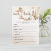 FINISH MOMMY'S PHRASE Baby shower SPEL Schattige B Kaart (Staand voorkant)