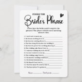 Finish The Brides Phrase Vrijgezellenfeest spel Kaart (Voorkant)