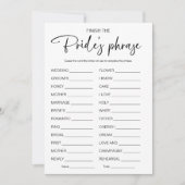 Finish The Brides Phrase Vrijgezellenfeest spel Kaart (Voorkant)