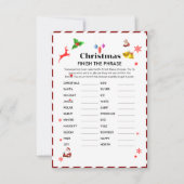 Finish The phrase Christmas Party game card Kaart (Voorkant)