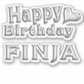Finja Happy Birthday silver Aufkleber Sticker (Voorkant)