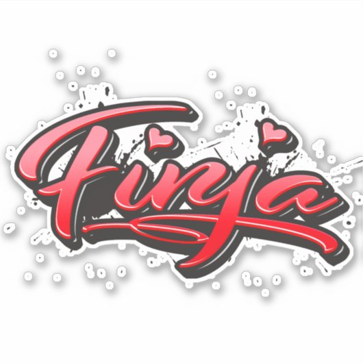 Finja red Heart Graffiti Aufkleber Sticker (Voorkant)